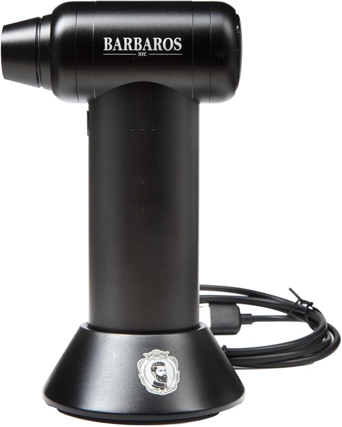 Barbaros Cordless Air Duster and charging stand with white background