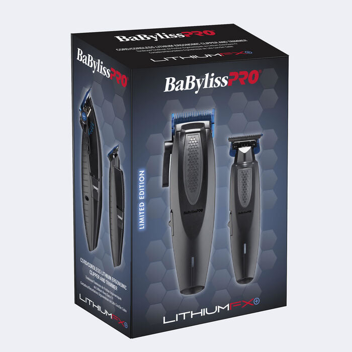 BabylissPro LithiumFX+ Matte Black Clipper & Trimmer Combo #FX73DUOCTMB