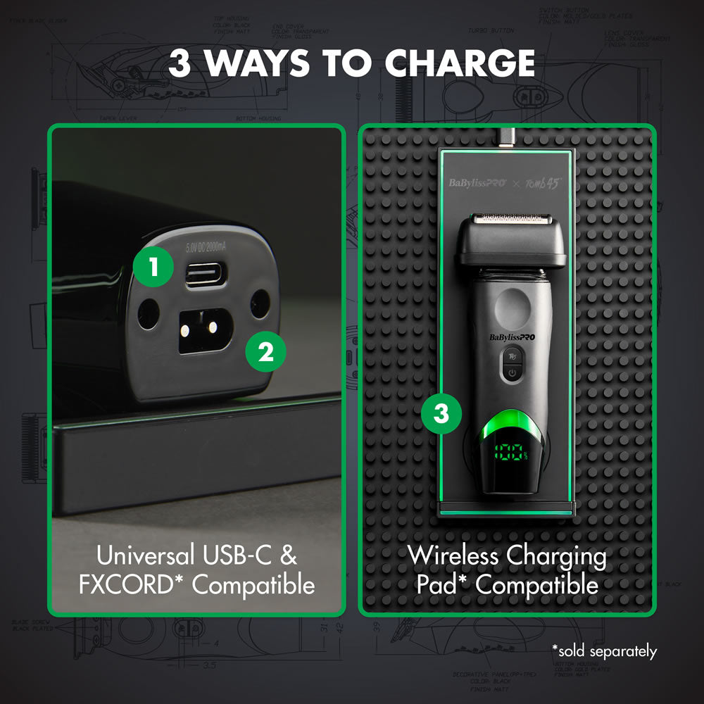 BaybylissPro Tomb45 Wireless Charging Double Foil Shaver 