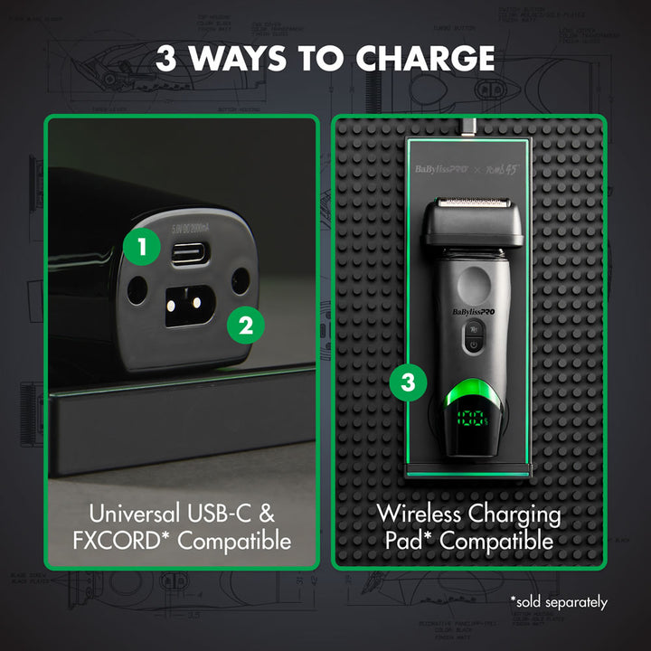 BaybylissPro Tomb45 Wireless Charging Double Foil Shaver 
