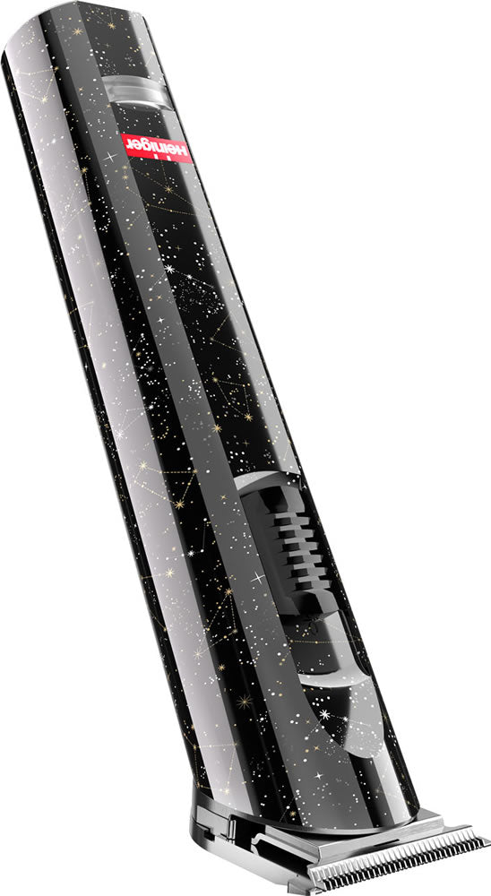 Black and silver hair trimmer with a visible brand logo on a white background