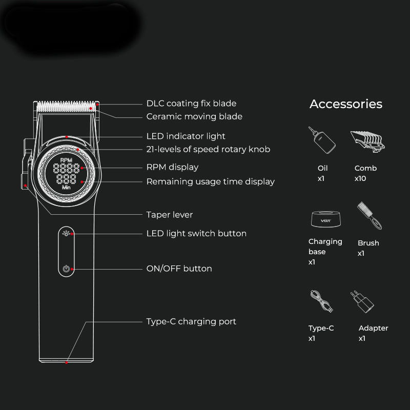 VGR V-001 Professional Cordless Clipper